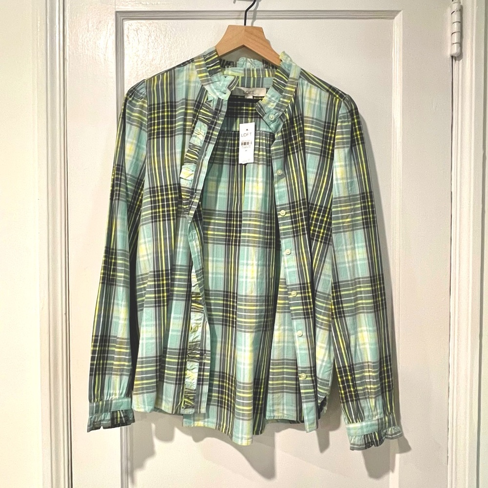 Womens Button Up Shirt with ruffle cuffs